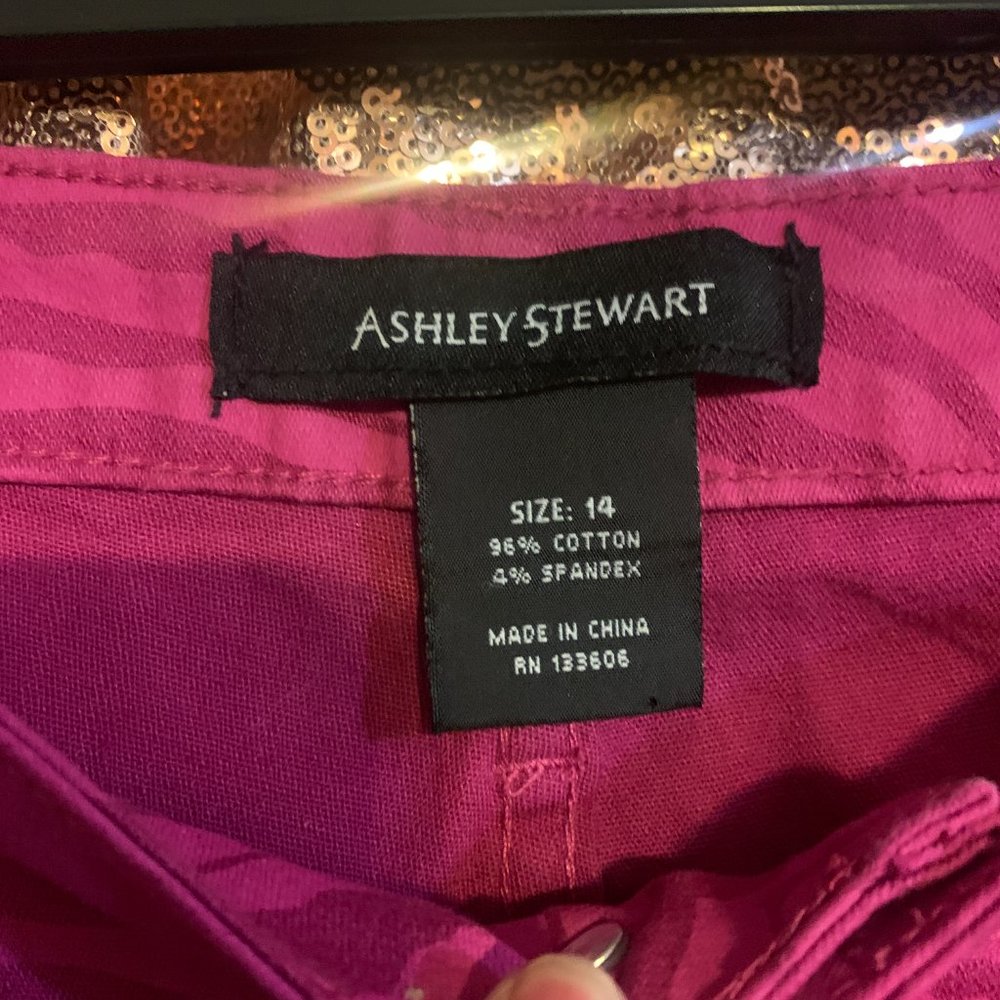 Ashley Stewart Pink Zebra Print Stretch Jeans – Plus Size - Picture 2 of 5